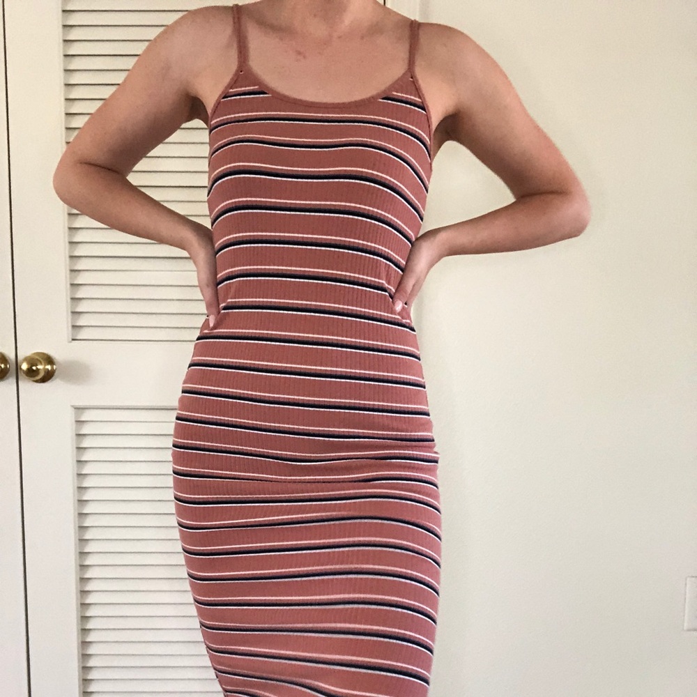 Striped Bodycon Dress with Slit